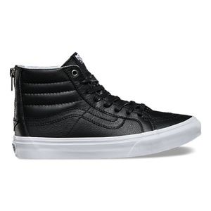 Vans SK8-HI Slim zip: Black leather w/gold zip